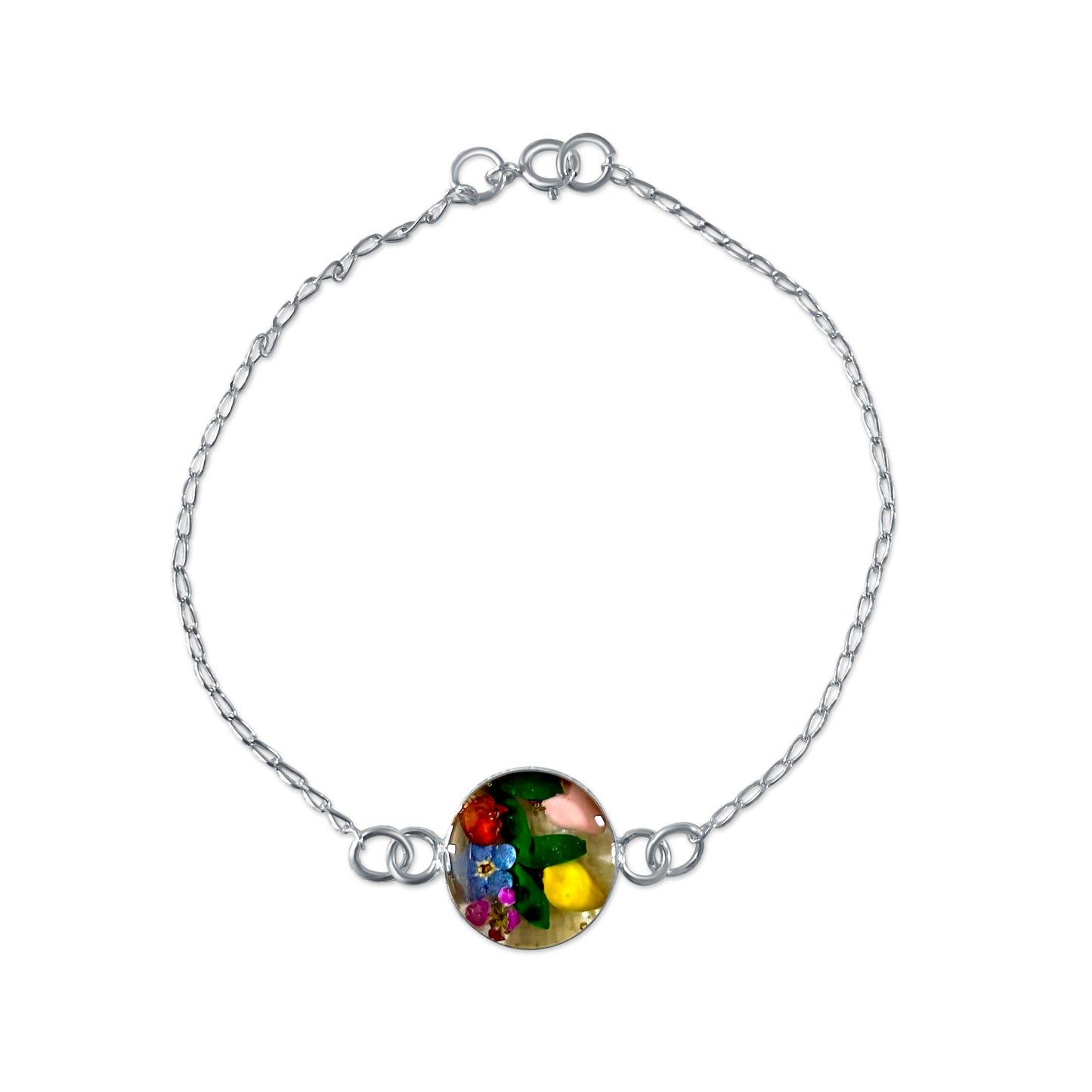 Brazalete Artesanal – Plata Mexicana 925 y Flores Reales