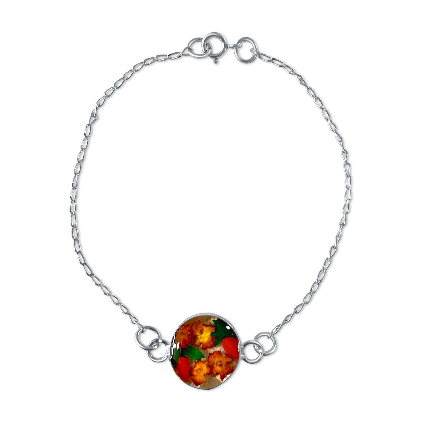 Brazalete Artesanal – Plata Mexicana 925 y Flores Reales