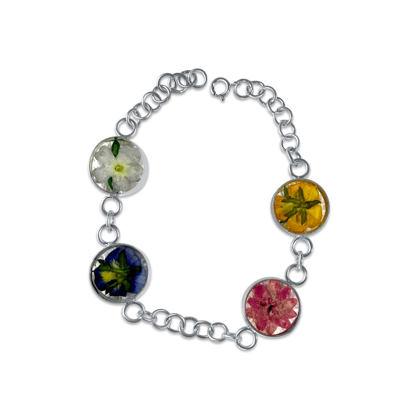 Brazalete Artesanal – Plata Mexicana 925 y Flores Reales