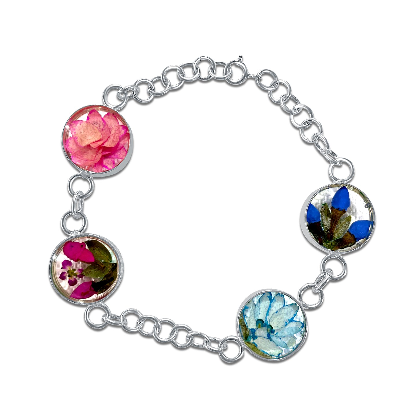 Brazalete Artesanal – Plata Mexicana 925 y Flores Reales