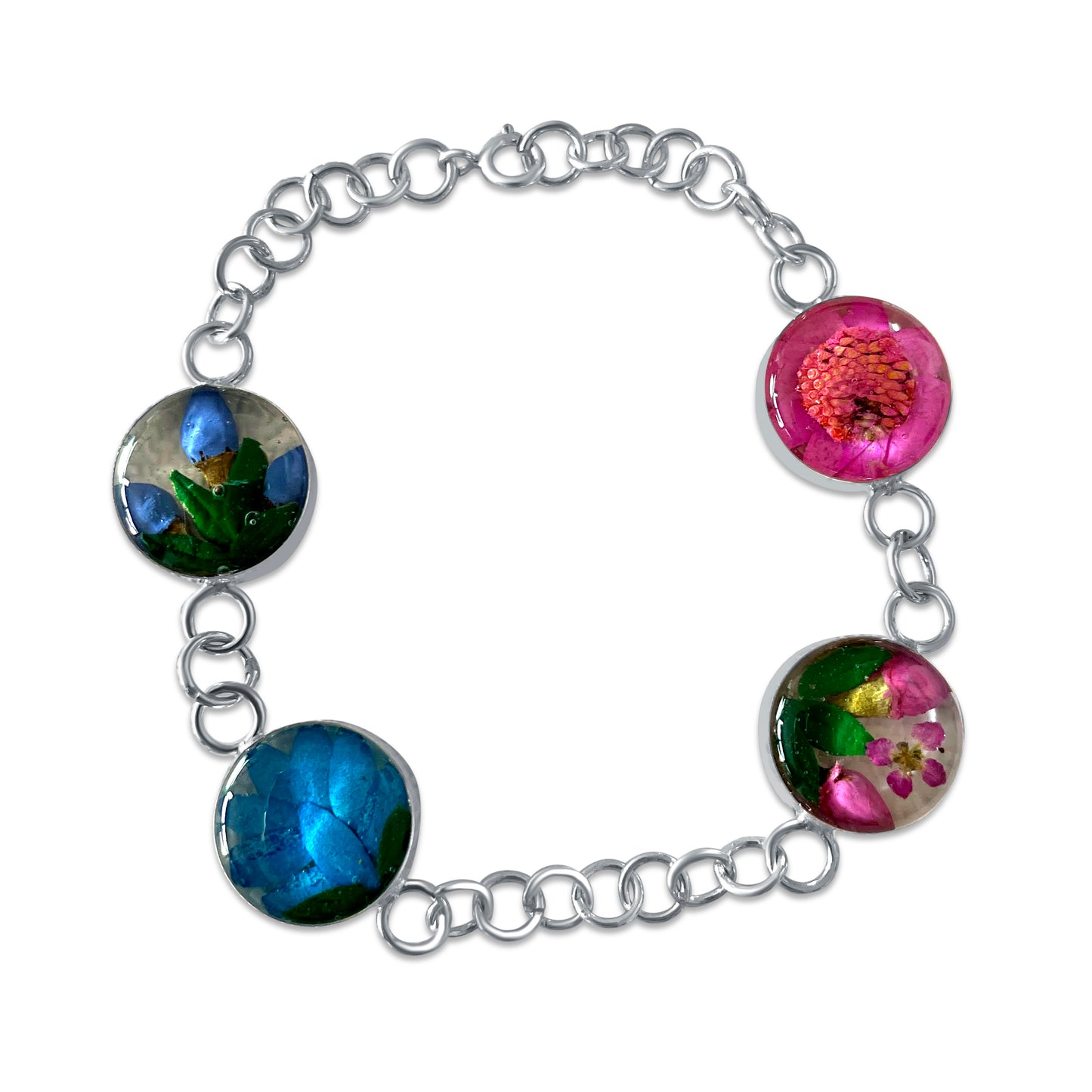 Brazalete Artesanal – Plata Mexicana 925 y Flores Reales