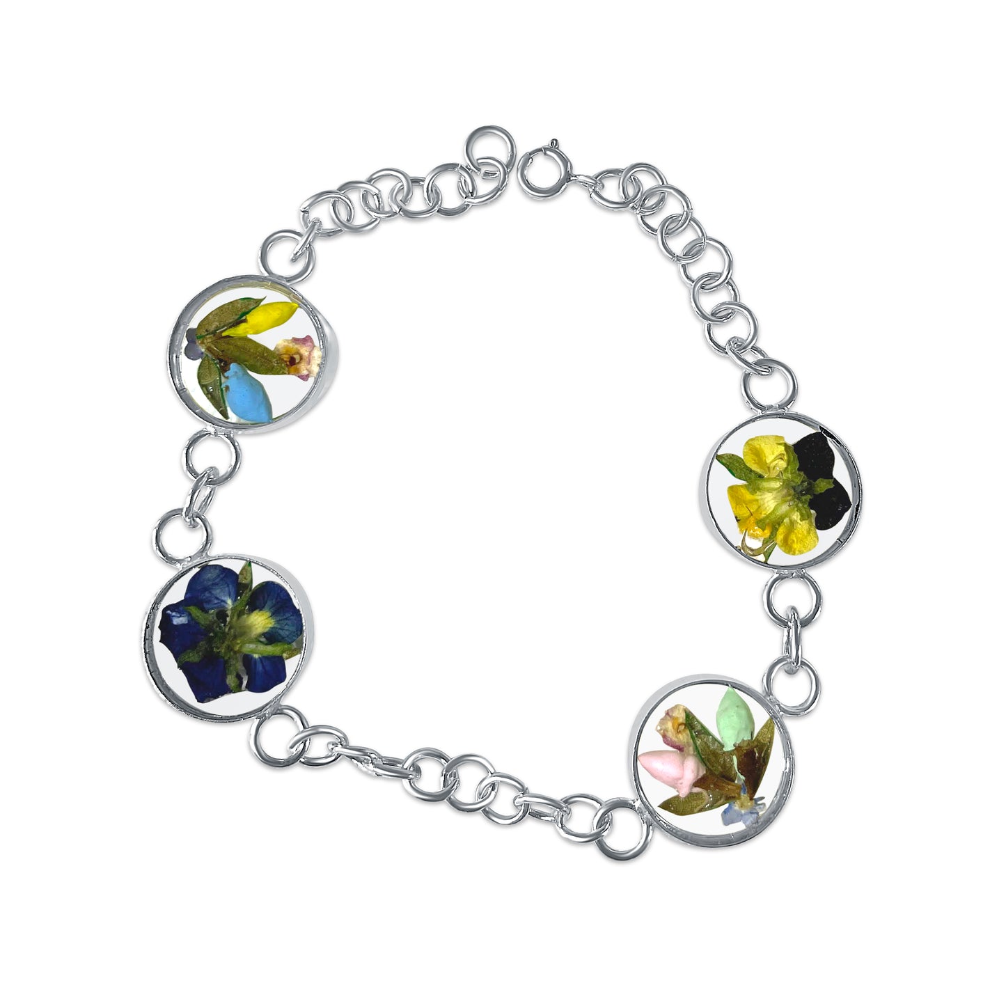 Brazalete Artesanal – Plata Mexicana 925 y Flores Reales