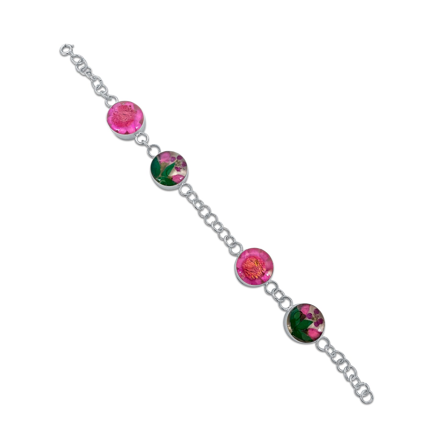 Brazalete Artesanal – Plata Mexicana 925 y Flores Reales