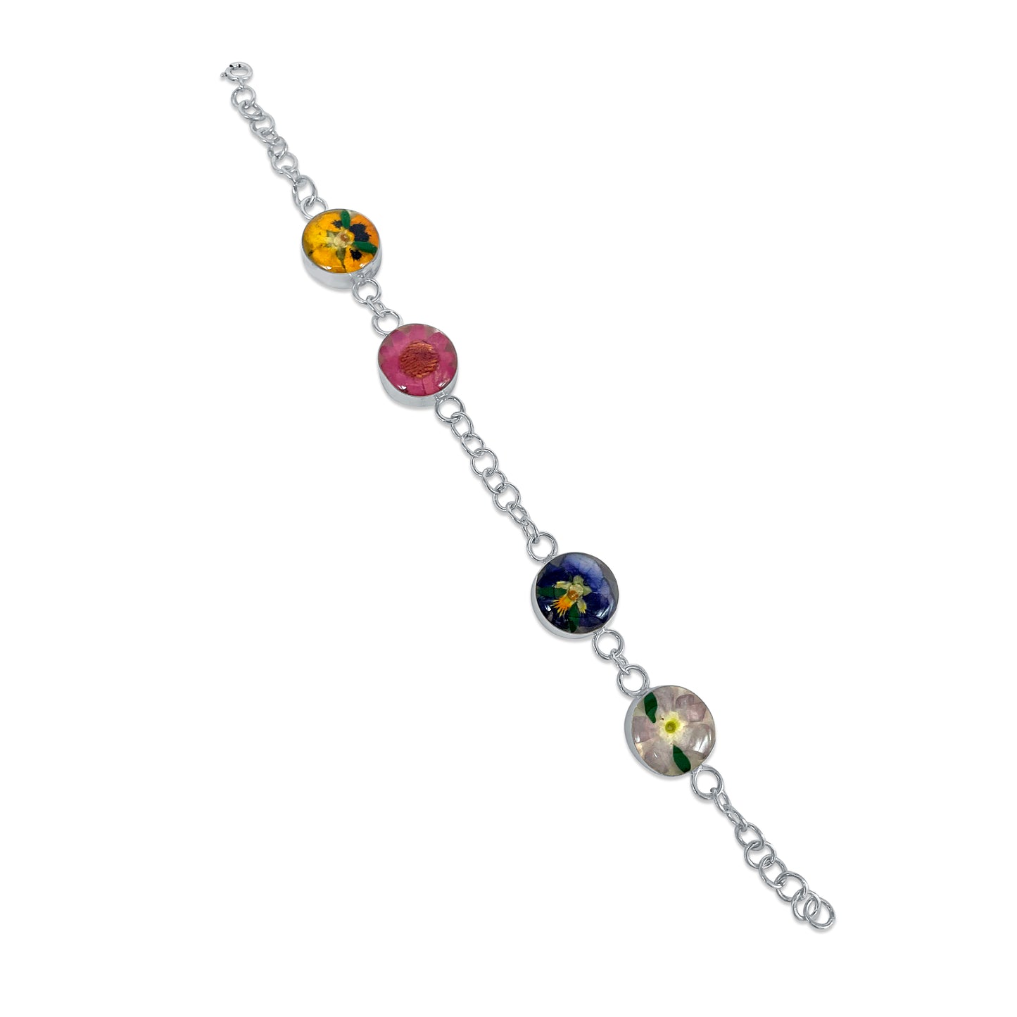 Brazalete Artesanal – Plata Mexicana 925 y Flores Reales