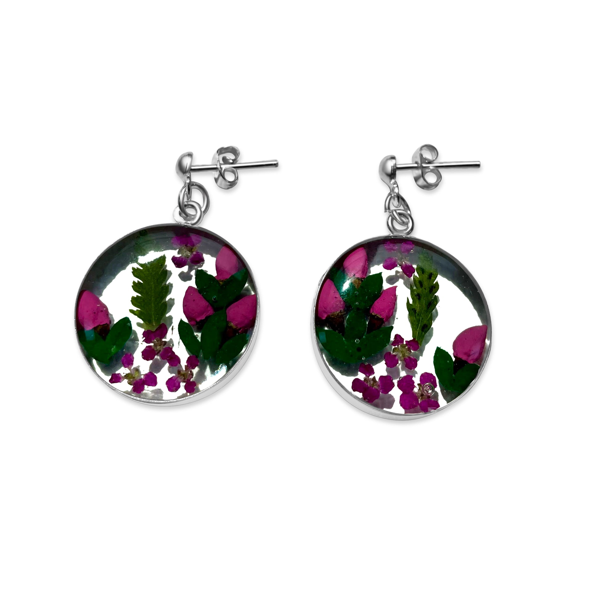 Pendientes Redondos Artesanales | Plata Mexicana 925 | Flores Reales