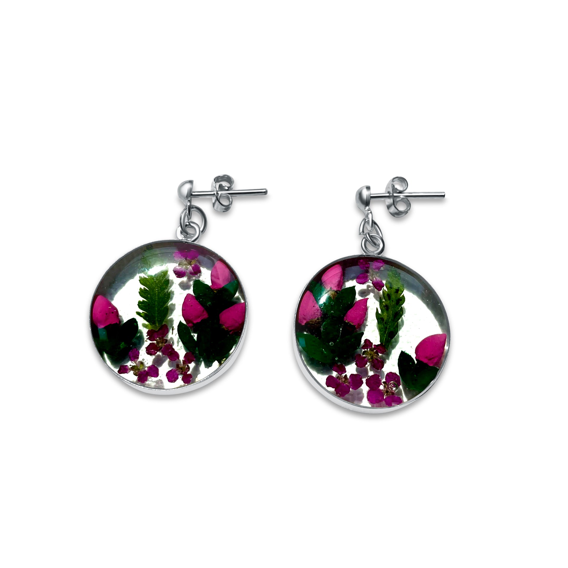 Pendientes Redondos Artesanales | Plata Mexicana 925 | Flores Reales