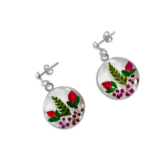 Pendientes Redondos Artesanales | Plata Mexicana 925 | Flores Reales