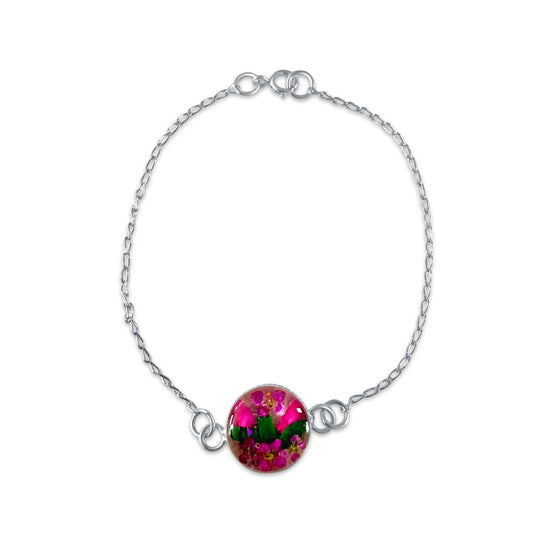 Brazalete Artesanal – Plata Mexicana 925 y Flores Reales