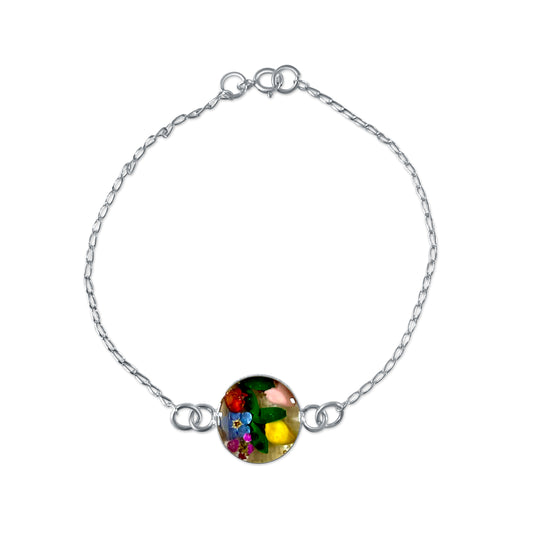 Brazalete Artesanal – Plata Mexicana 925 y Flores Reales