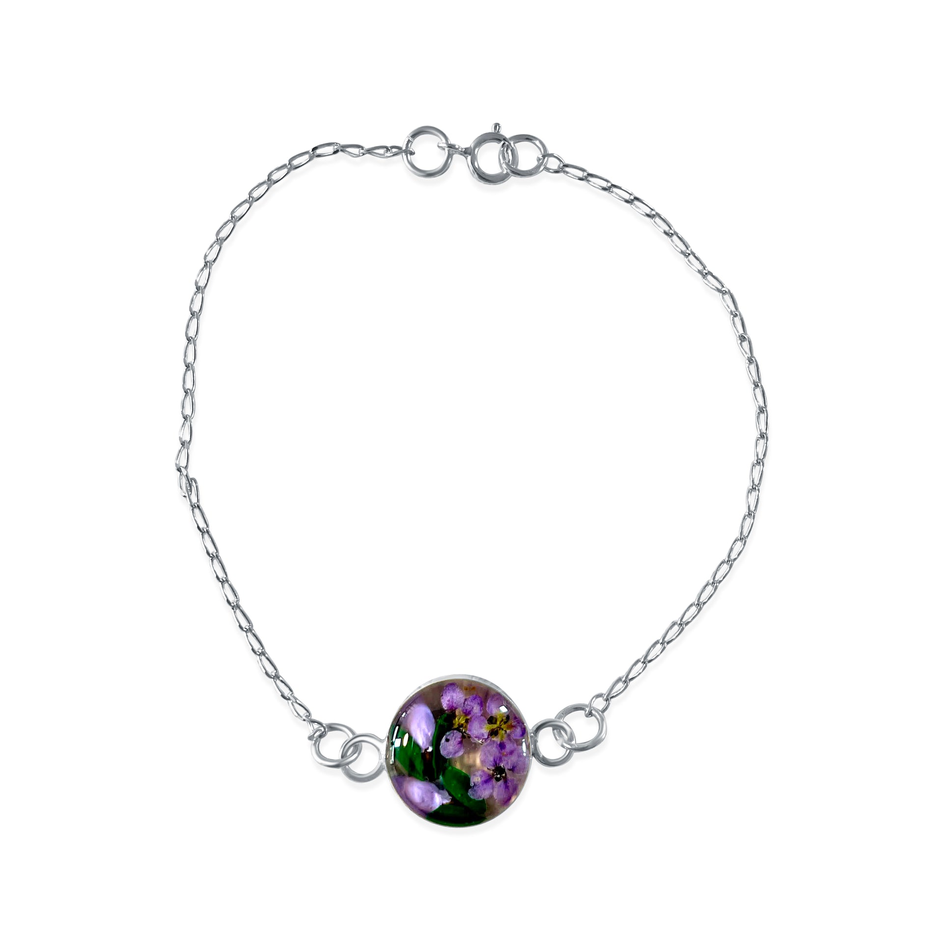 Handmade Bracelet – 925 Mexican Silver and Real Flowers