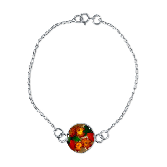 Brazalete Artesanal – Plata Mexicana 925 y Flores Reales