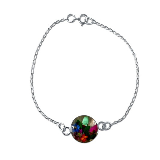 Brazalete Artesanal – Plata Mexicana 925 y Flores Reales