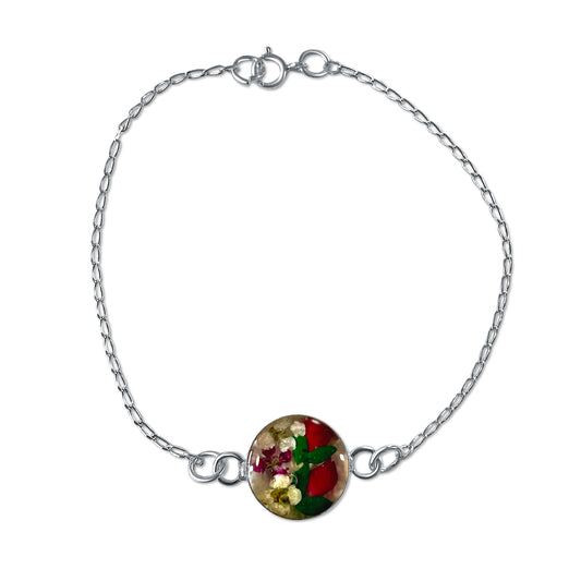 Brazalete Artesanal – Plata Mexicana 925 y Flores Reales