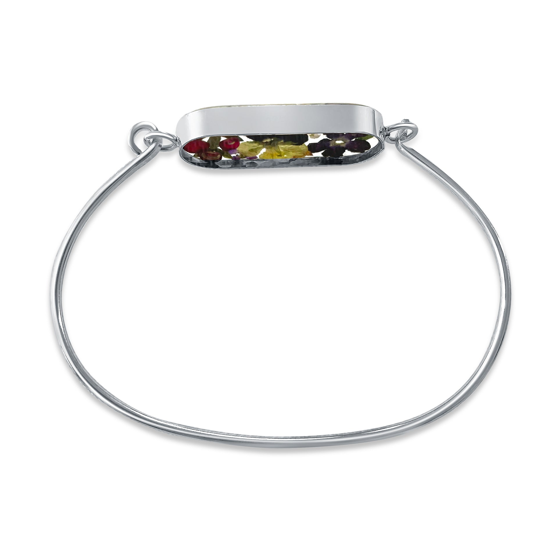 Starres Armband – 925er mexikanisches Silber – Echte Blumen