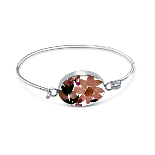 Brazalete Rígido – Plata Mexicana 925- Flores Reales