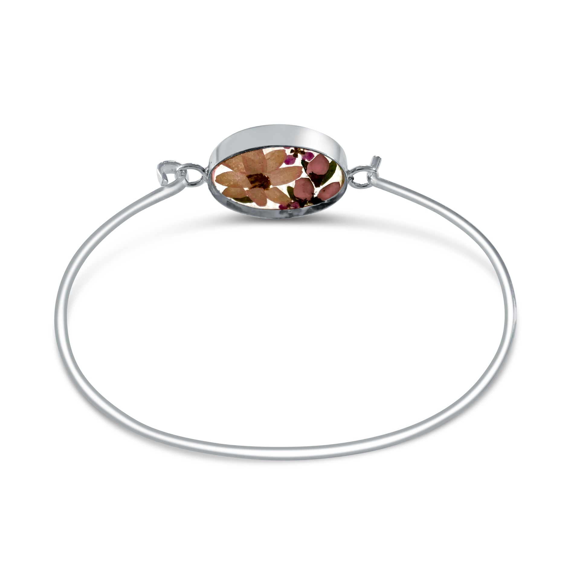 Starres Armband – 925er mexikanisches Silber – Echte Blumen
