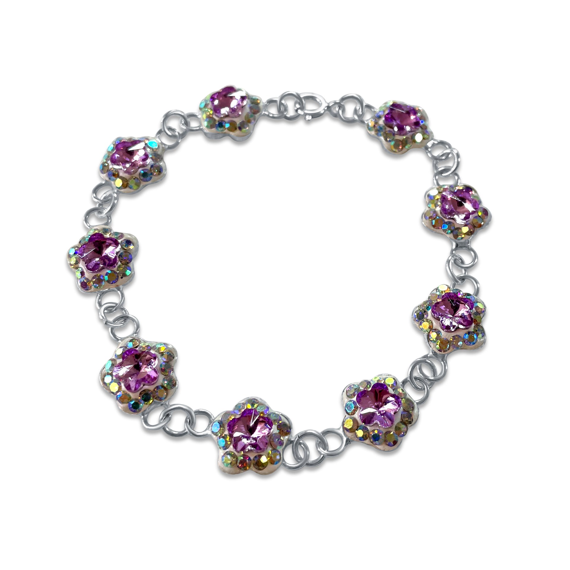Lila handgefertigtes Glitzerarmband – 925er mexikanisches Silber