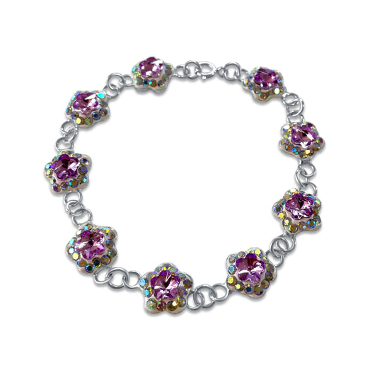 Brazalete Brillos Artesanal Purpura– Plata Mexicana 925