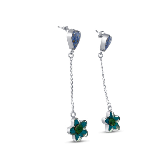 Pendientes Doble– Plata Mexicana 925 y Flores Reales Encapsuladas