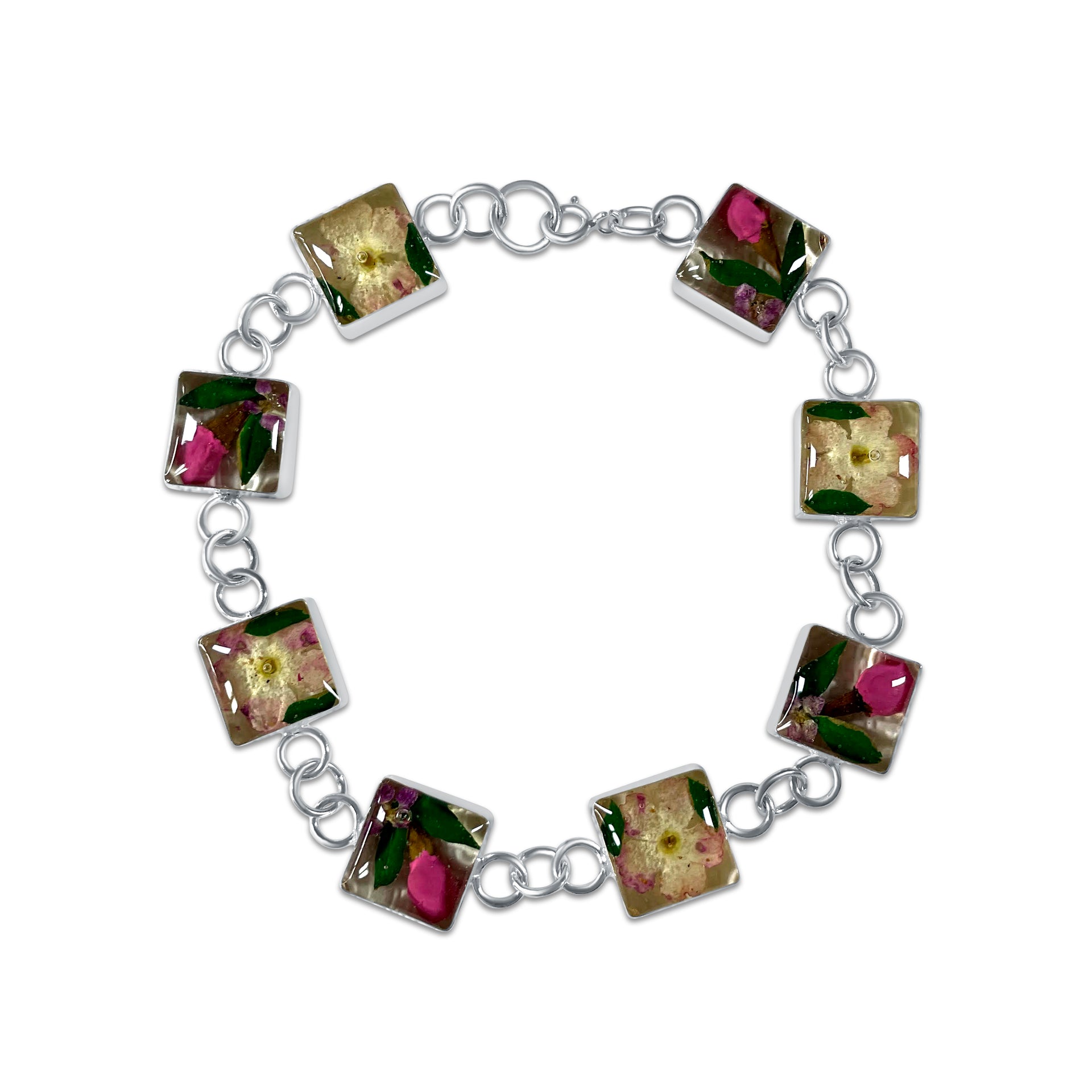 Handmade Bracelet – 925 Mexican Silver and Real Flowers