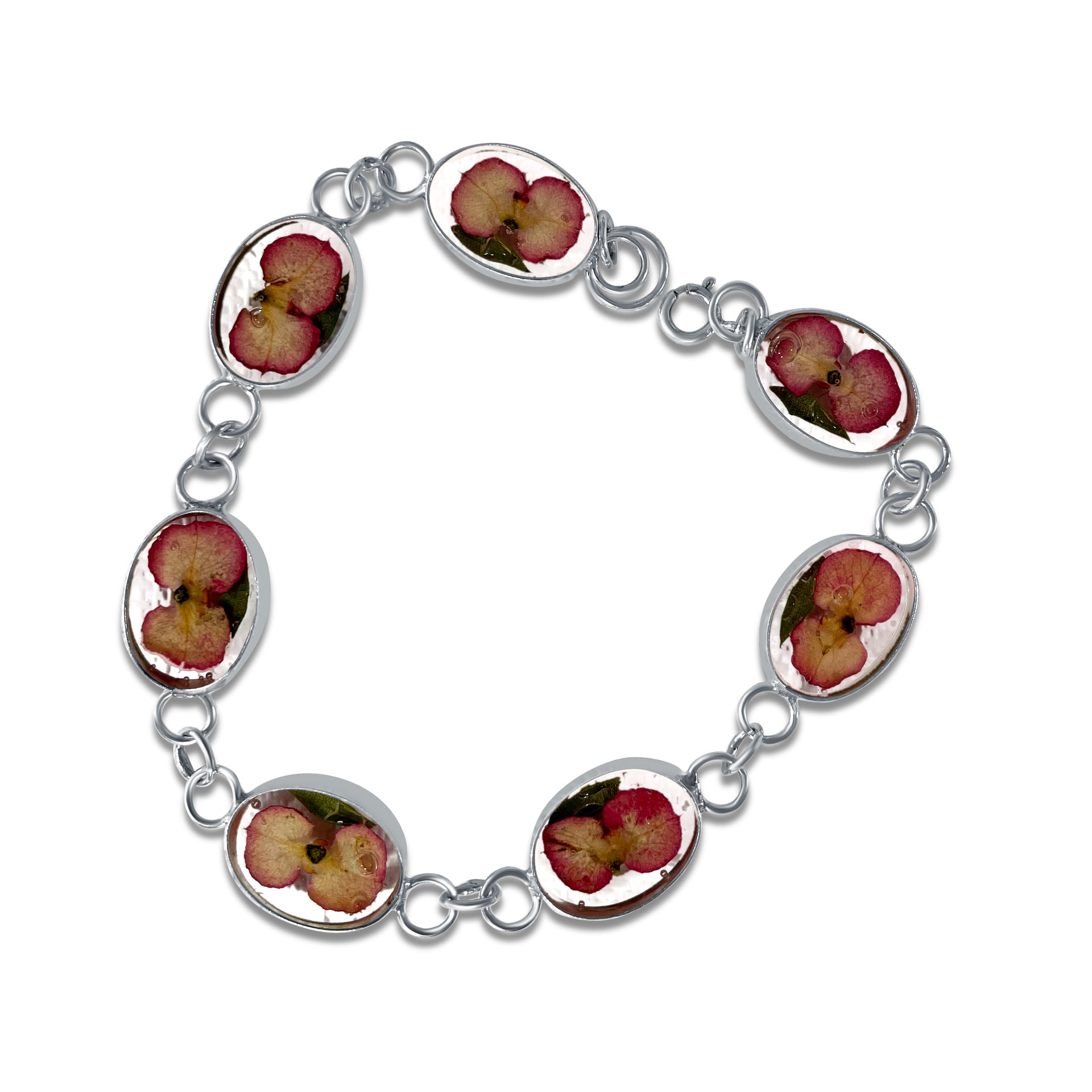 Handgefertigtes Armband – 925er mexikanisches Silber und echte Blumen
