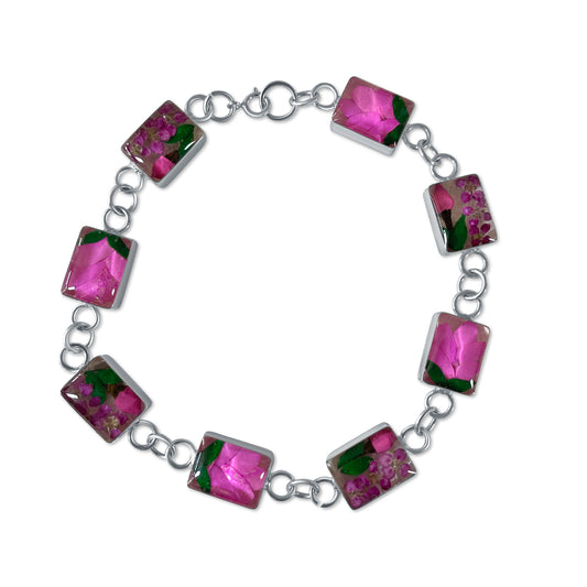 Brazalete Artesanal – Plata Mexicana 925 y Flores Reales