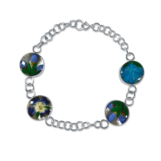 Brazalete Artesanal – Plata Mexicana 925 y Flores Reales