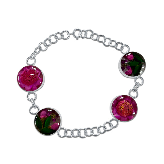 Brazalete Artesanal – Plata Mexicana 925 y Flores Reales