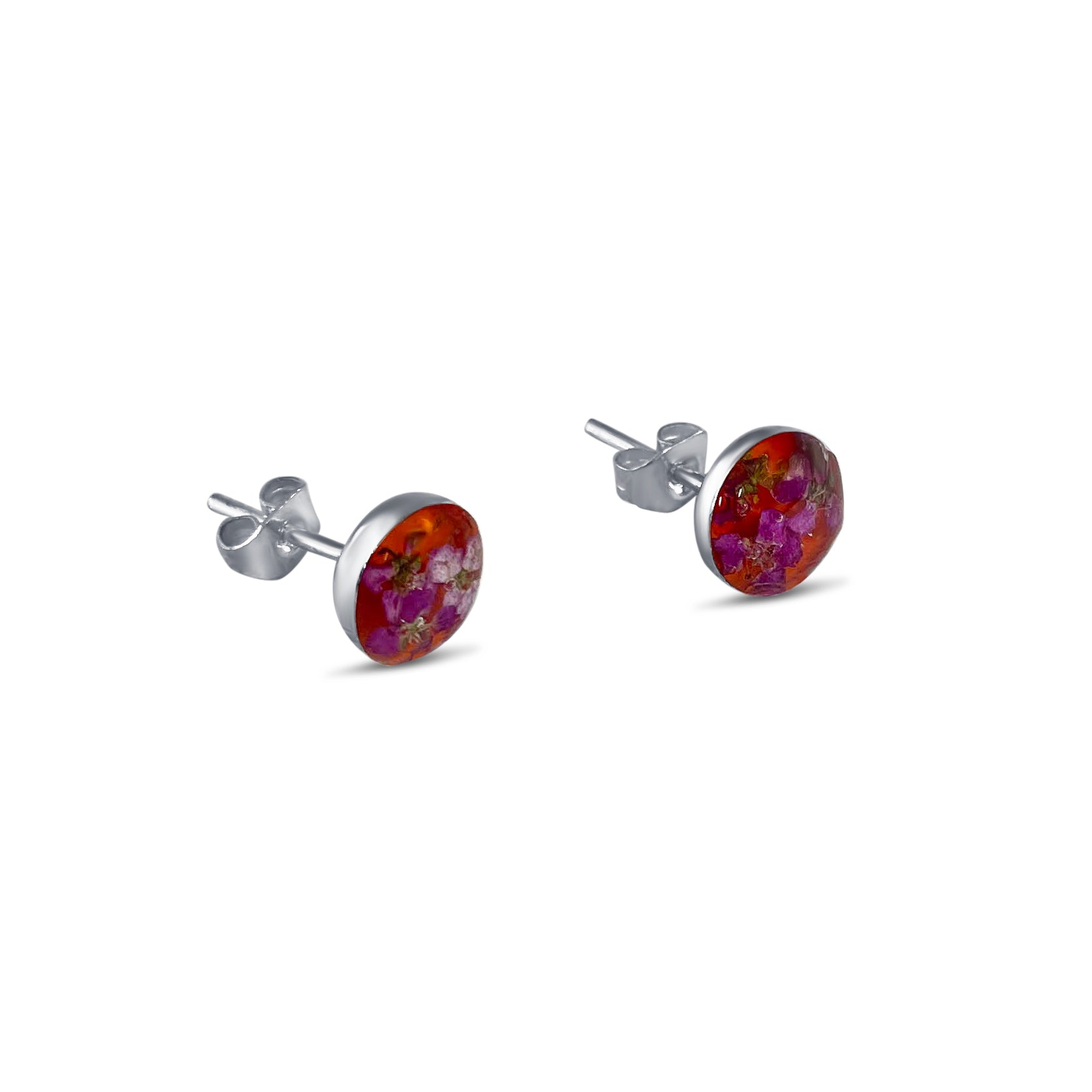Pendientes de Plata mexicana 925 - Flores Reales Encapsuladas