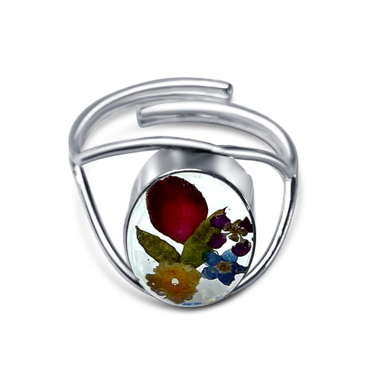 Anillo Ajustable Flores – Plata Mexicana 925