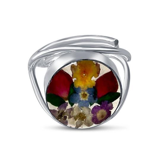 Anillo Ajustable Flores – Plata Mexicana 925