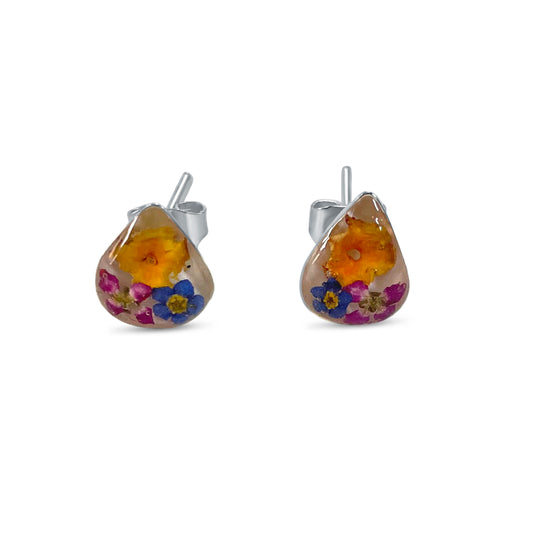 Pendientes de Plata mexicana 925 - Flores Reales Encapsuladas
