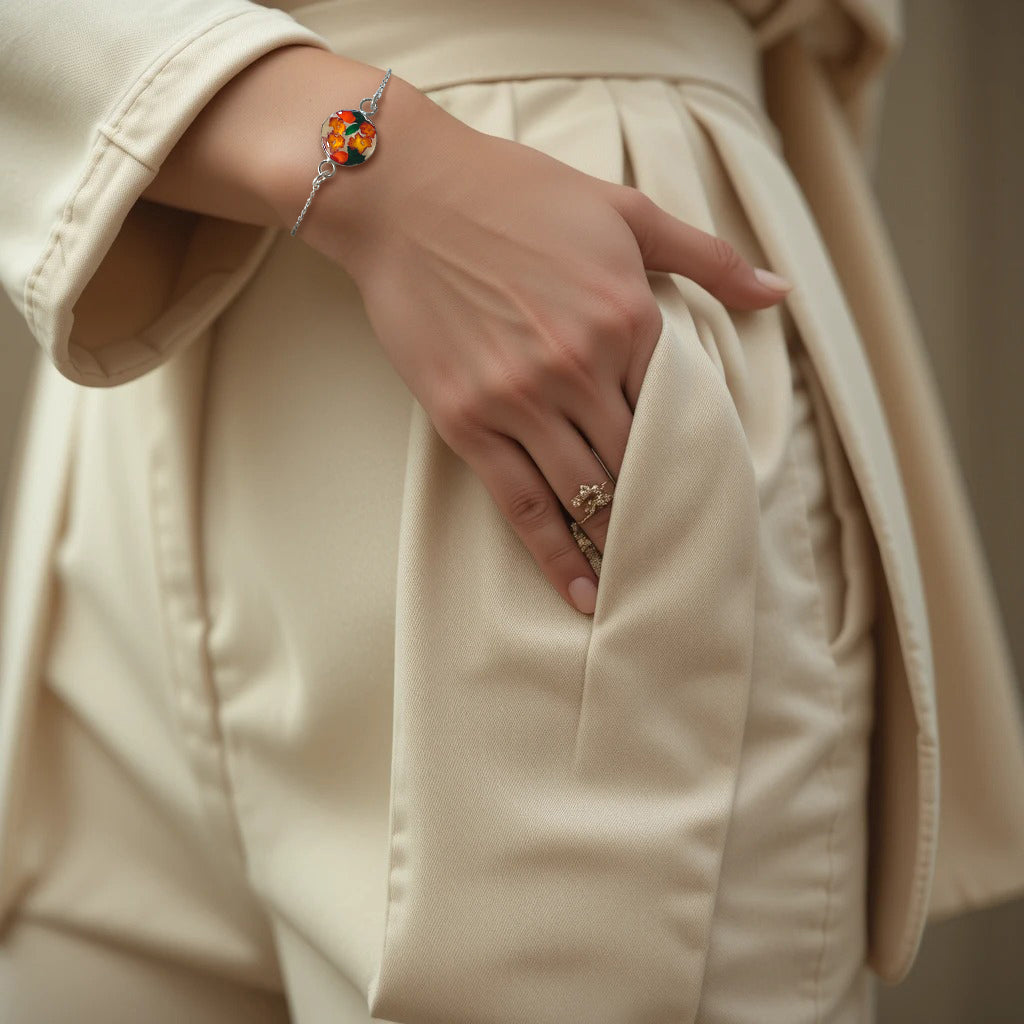 Handmade Bracelet – 925 Mexican Silver and Real Flowers
