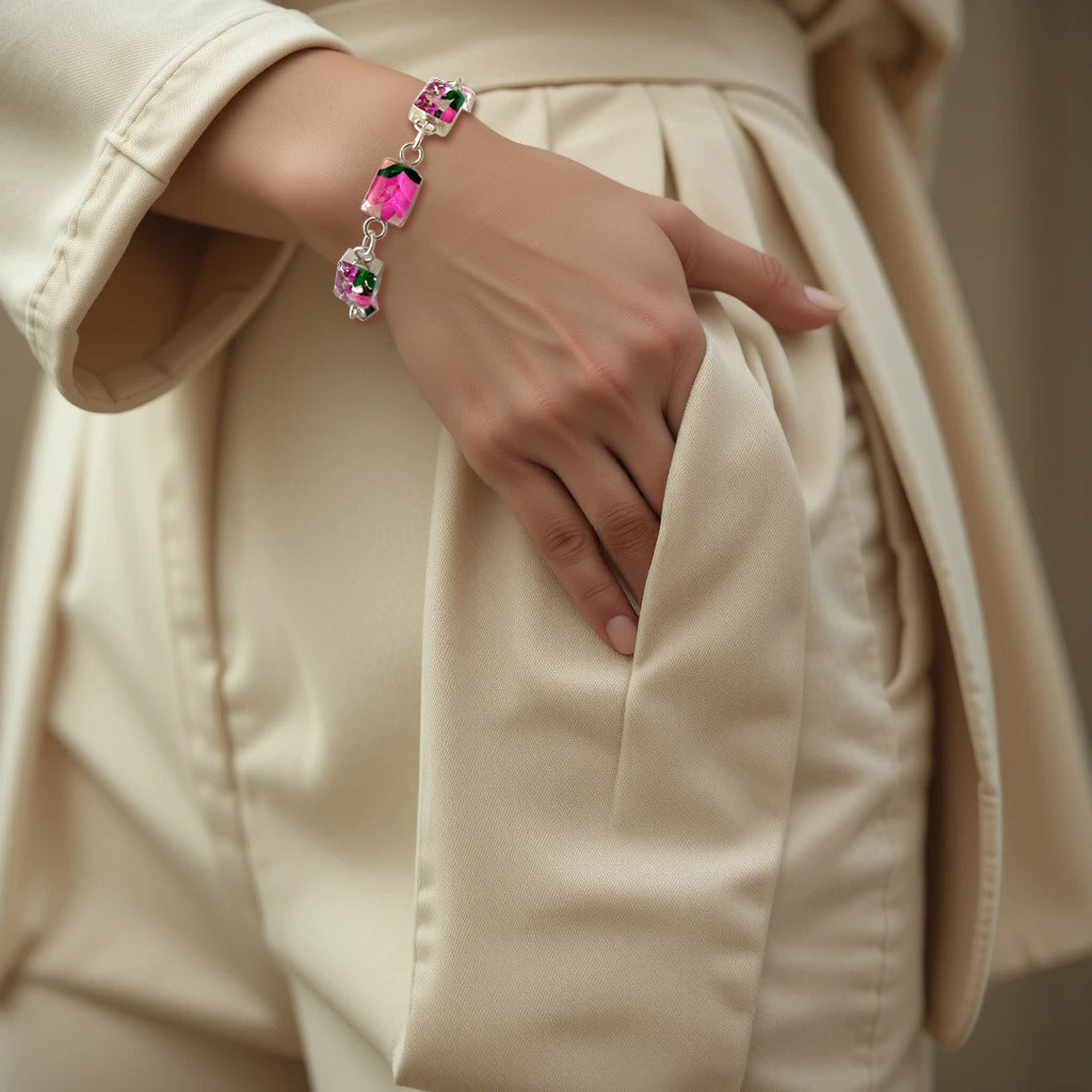 Handmade Bracelet – 925 Mexican Silver and Real Flowers