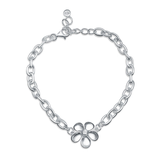 Brazalete Flor en Plata Peruana 950