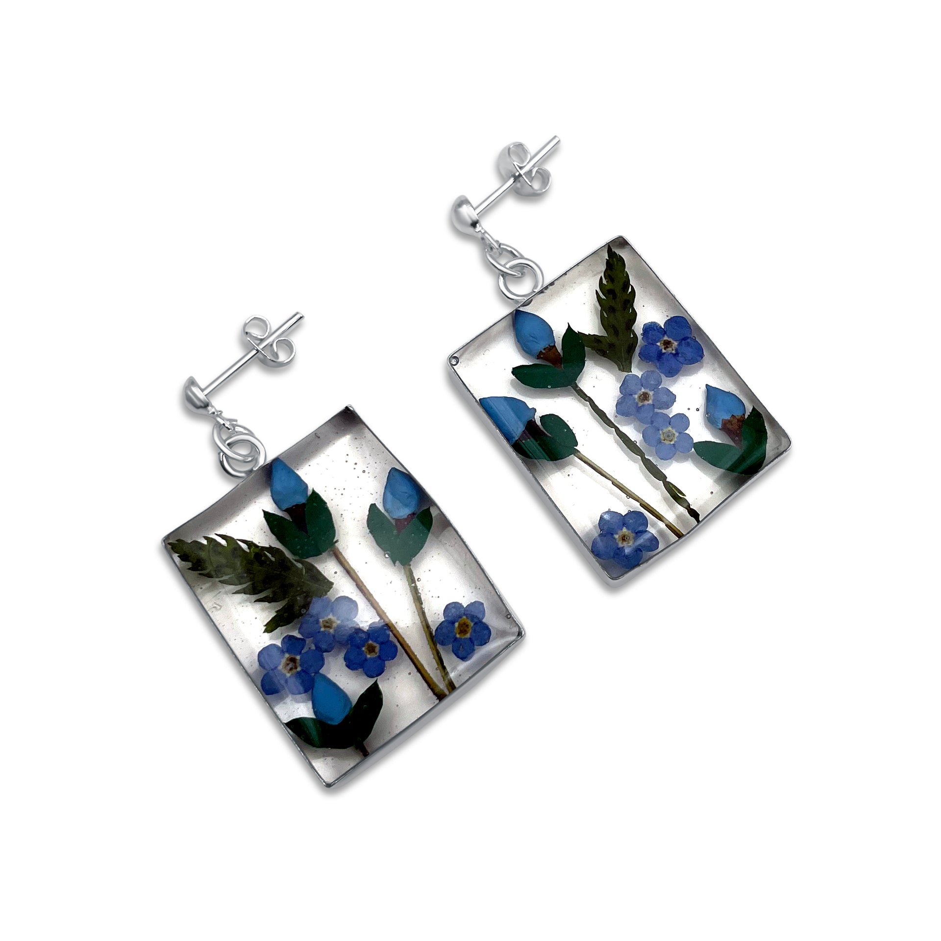 Pendientes Rectangulares Artesanales | Plata Mexicana 925 | Flores Reales