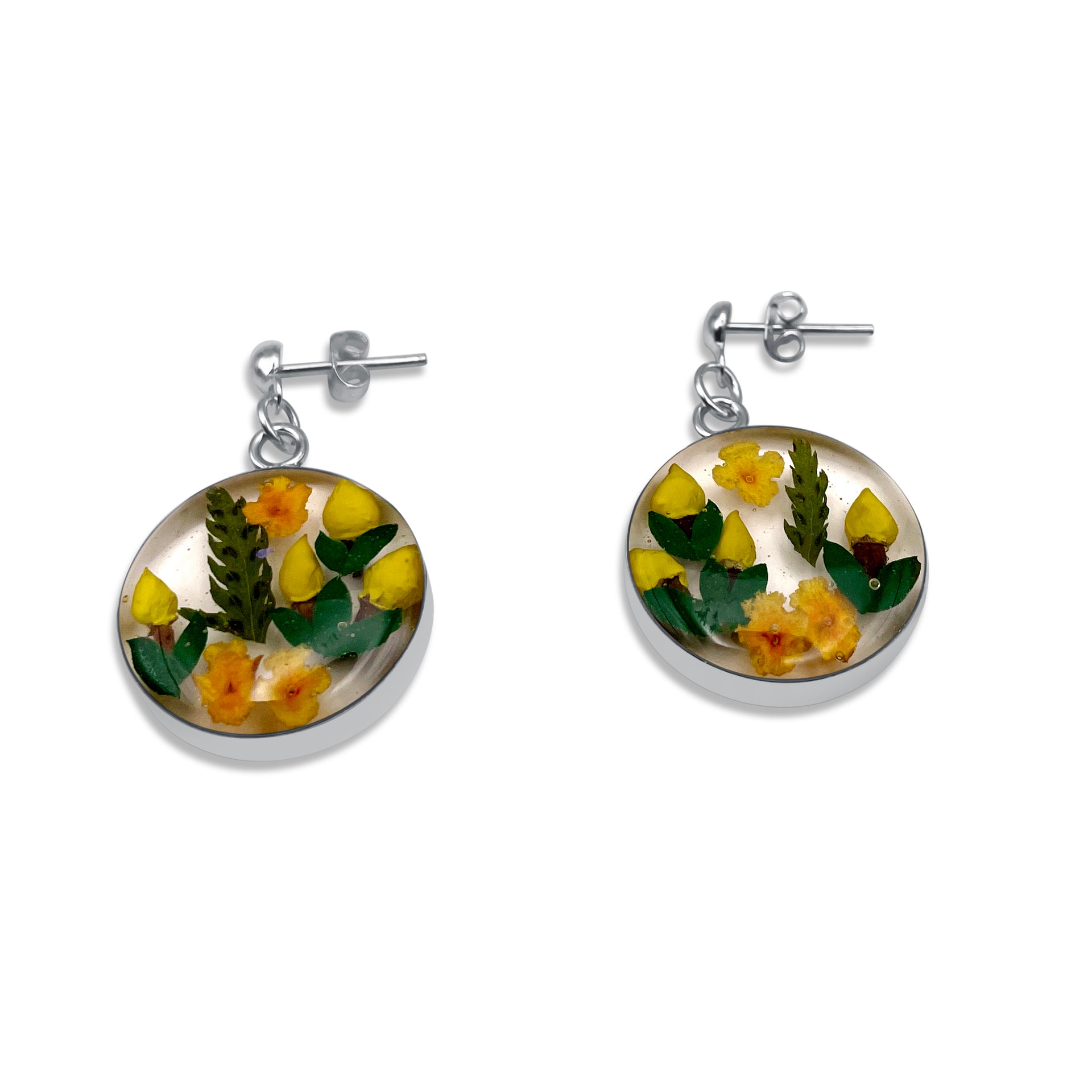 Pendientes Redondos Artesanales | Plata Mexicana 925 | Flores Reales