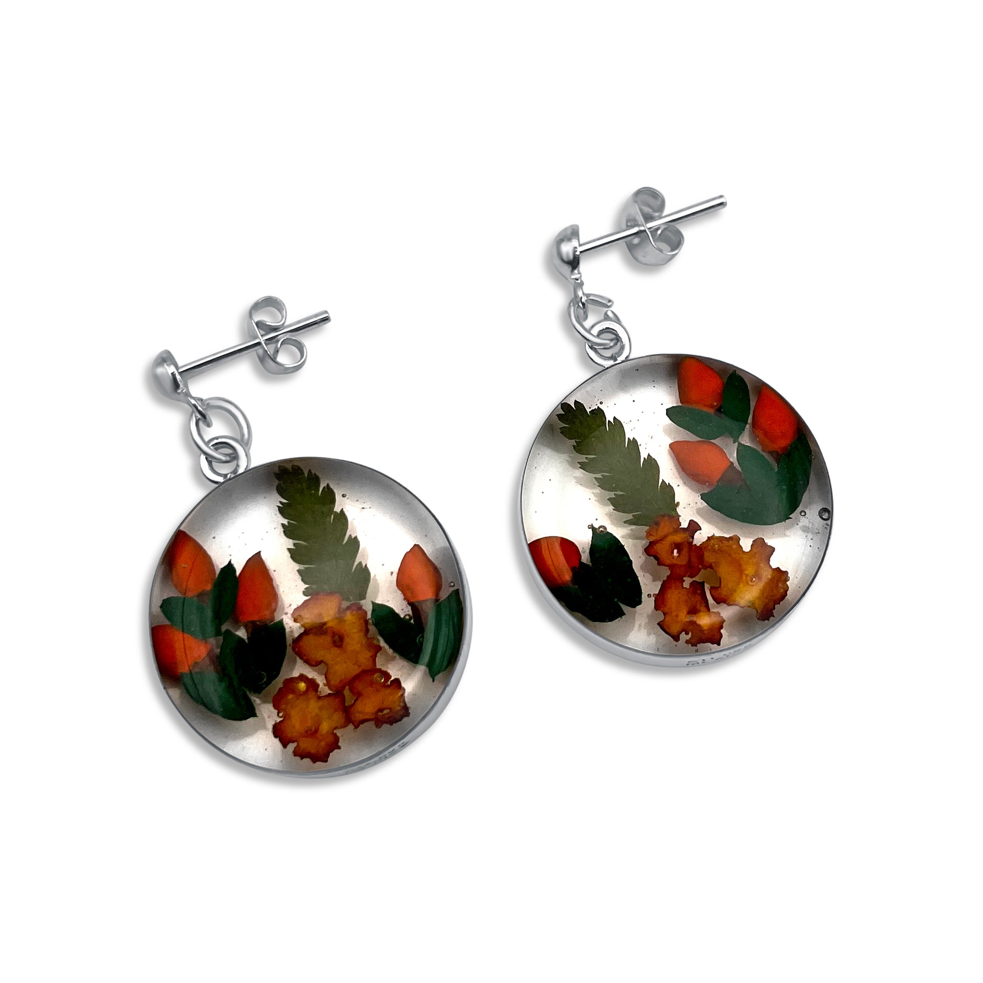 Pendientes Redondos Artesanales | Plata Mexicana 925 | Flores Reales