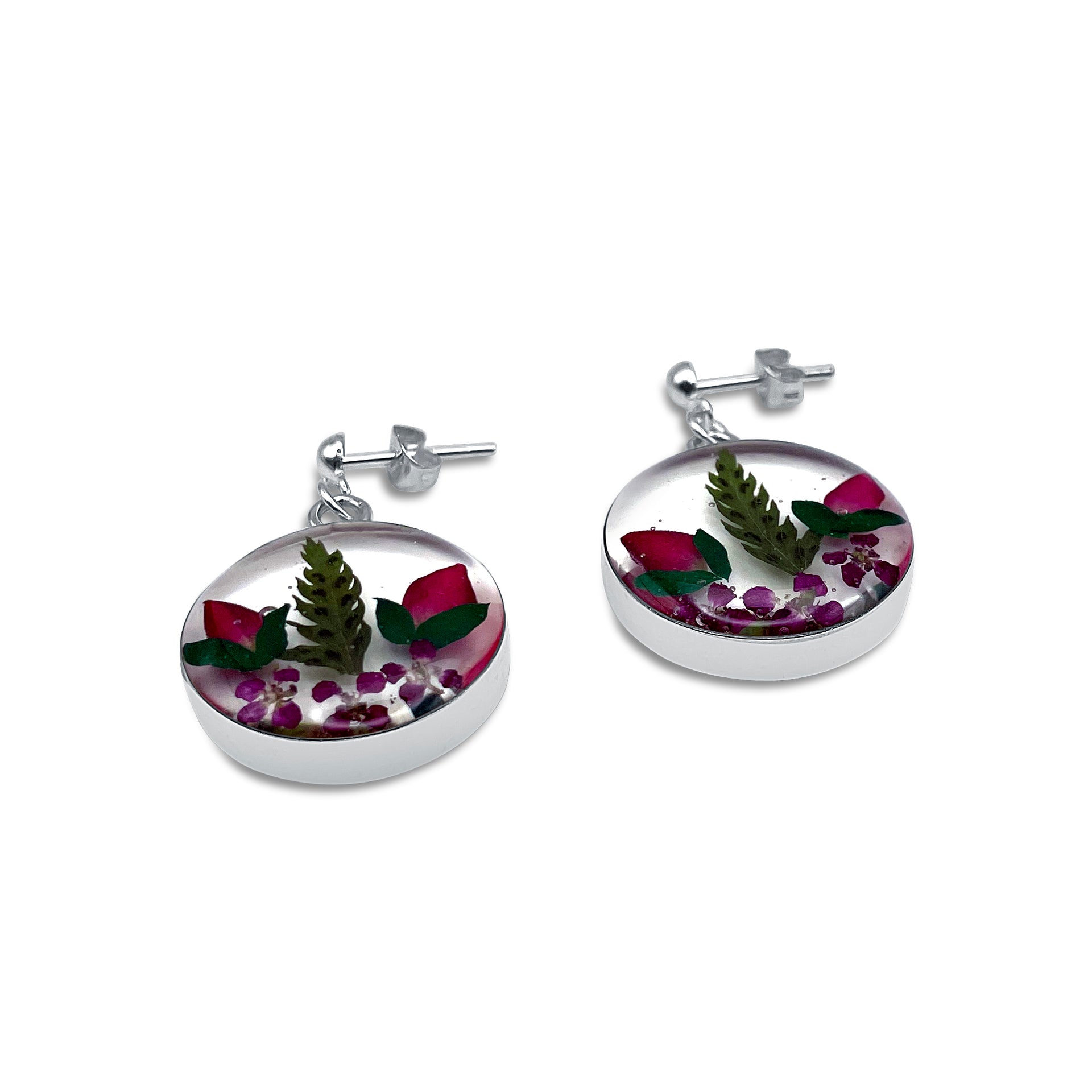 Pendientes Redondos Artesanales | Plata Mexicana 925 | Flores Reales