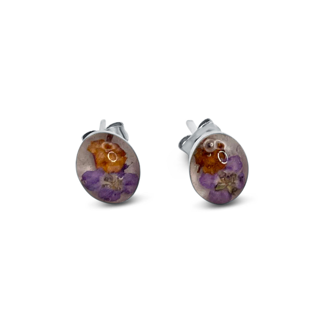 Pendientes de Plata mexicana 925 - Flores Reales Encapsuladas