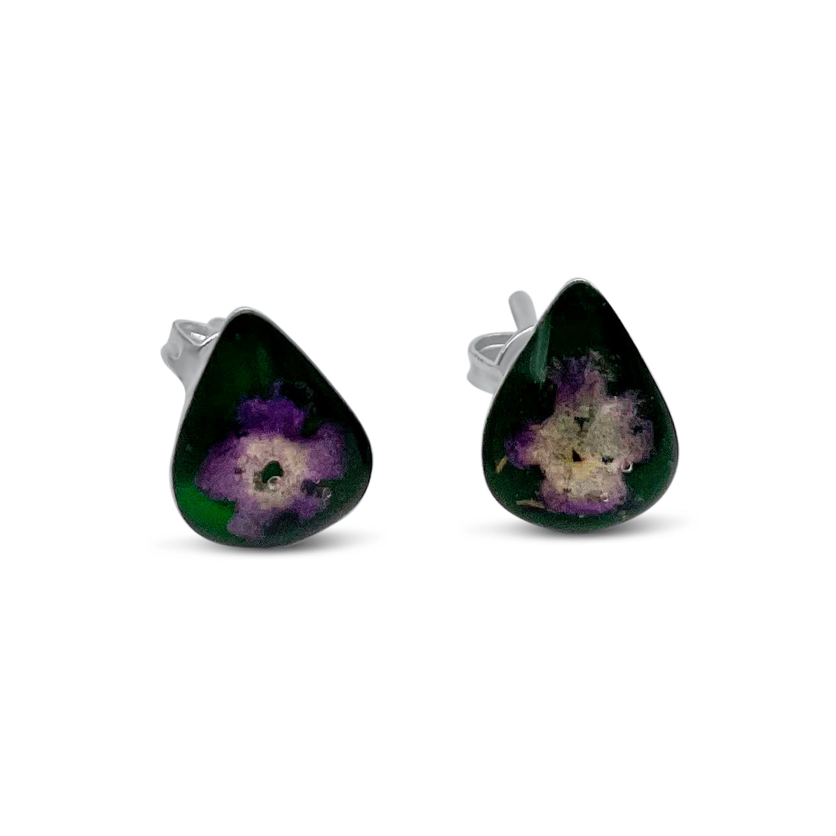 Pendientes de Plata mexicana 925 - Flores Reales Encapsuladas