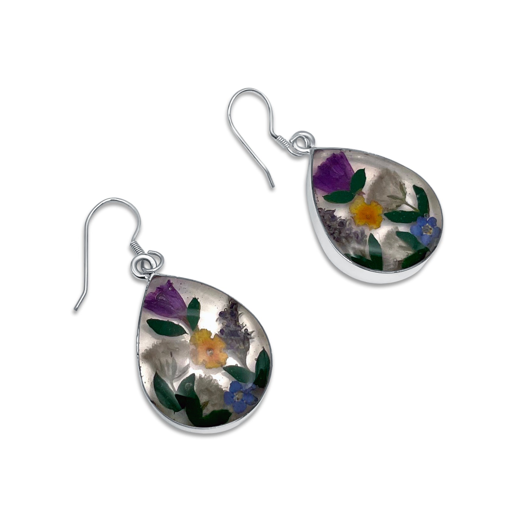 Pendientes Gota Artesanales | Plata Mexicana 925 | Flores Reales