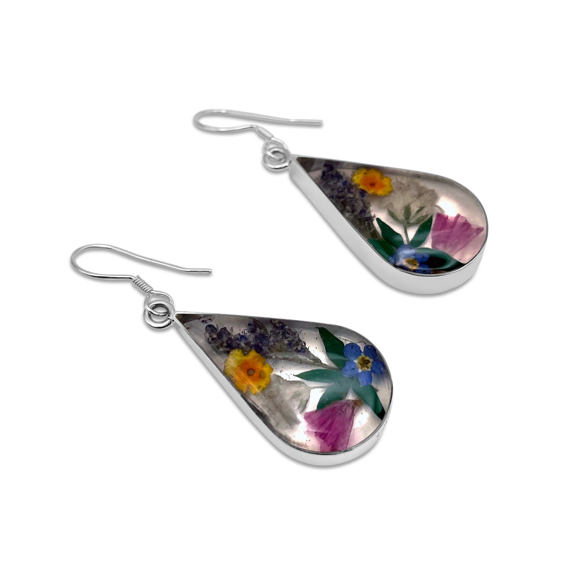 Pendientes Gota Artesanales | Plata Mexicana 925 | Flores Reales