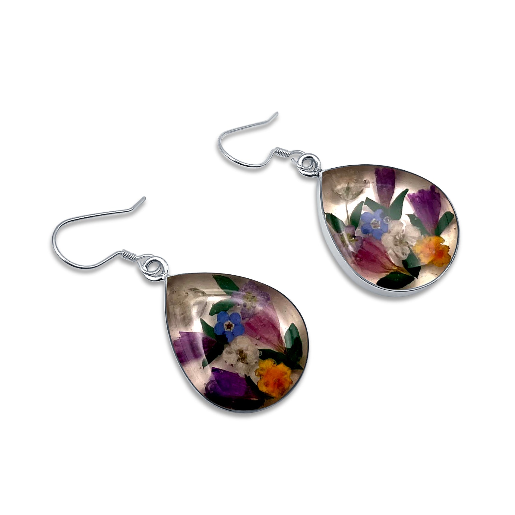 Pendientes Gota Artesanales | Plata Mexicana 925 | Flores Reales